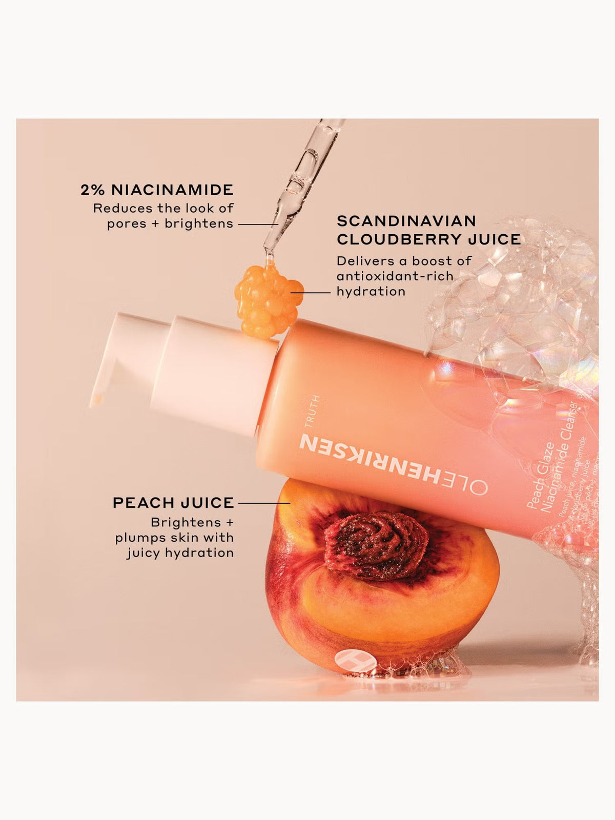 OLE HENRIKSEN PEACH GLAZE GLOW 2% NIACINAMIDE CLEANSER, 150ML