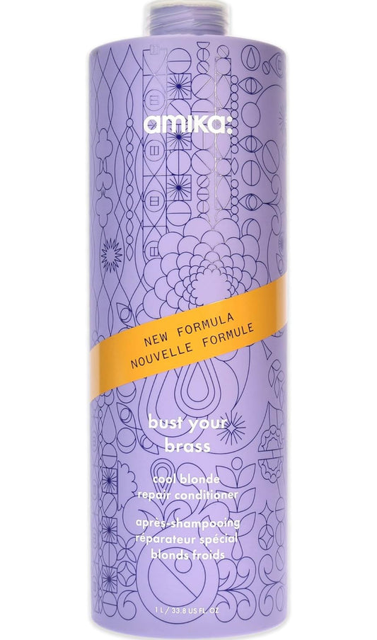 Amika bust your brass cool blonde repair conditioner 1L