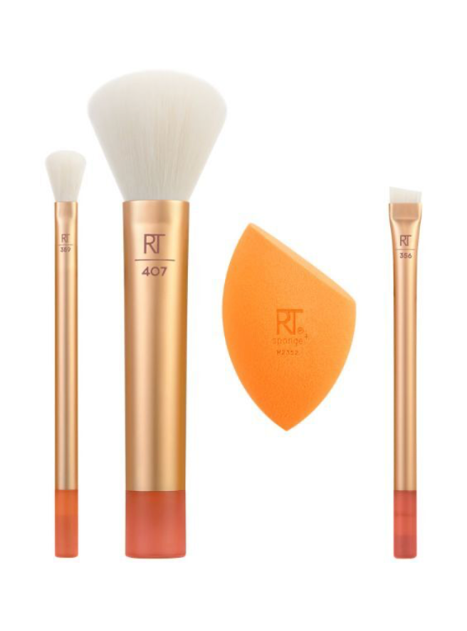 Real Techniques Orange Crush Midi Moment Brush Sponge Set PLUS EXTRA PURPLE BEAUTY BLENDER